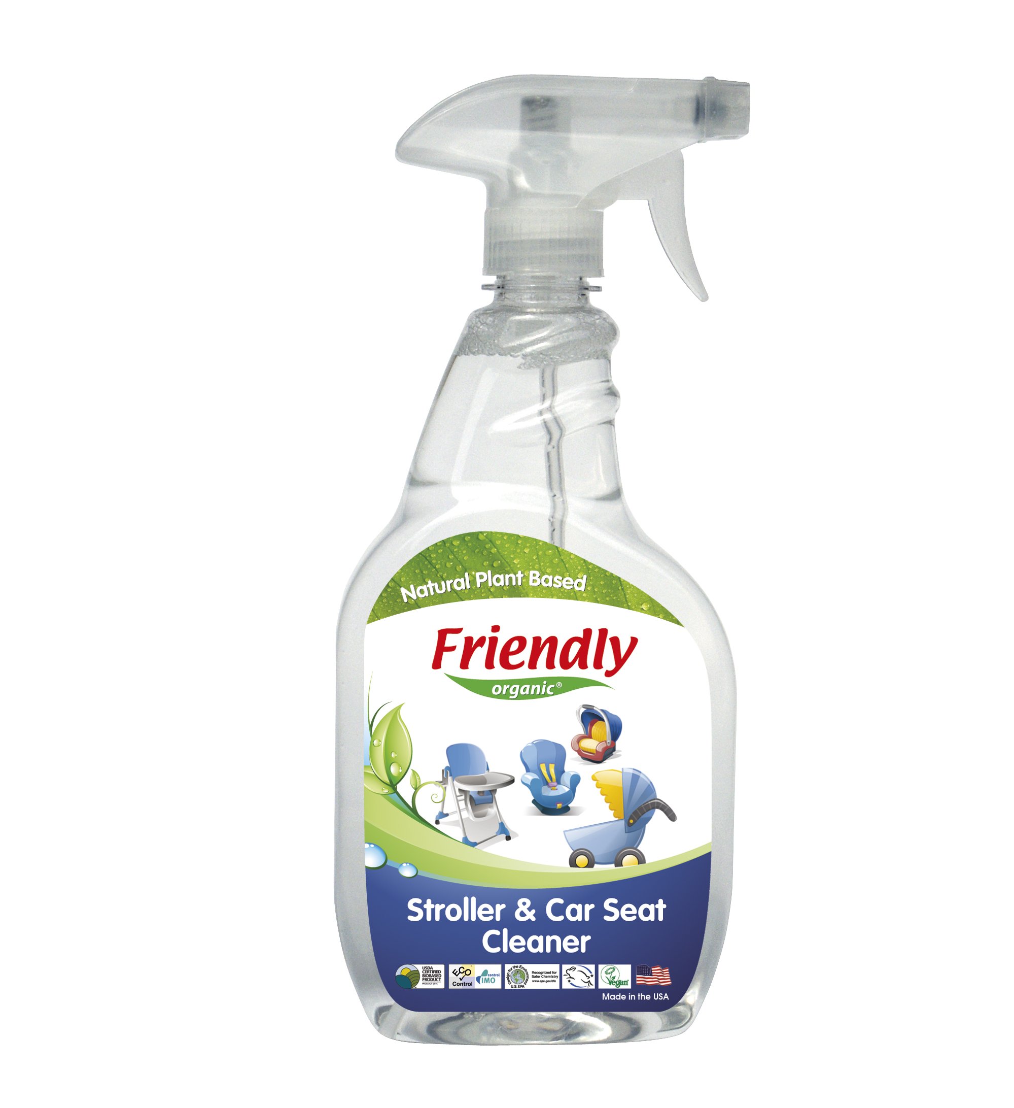 Friendly Organic lõhnatu jalutuskäru, vankri ja autoistme, turvatooli puhastusvahend, 650ml