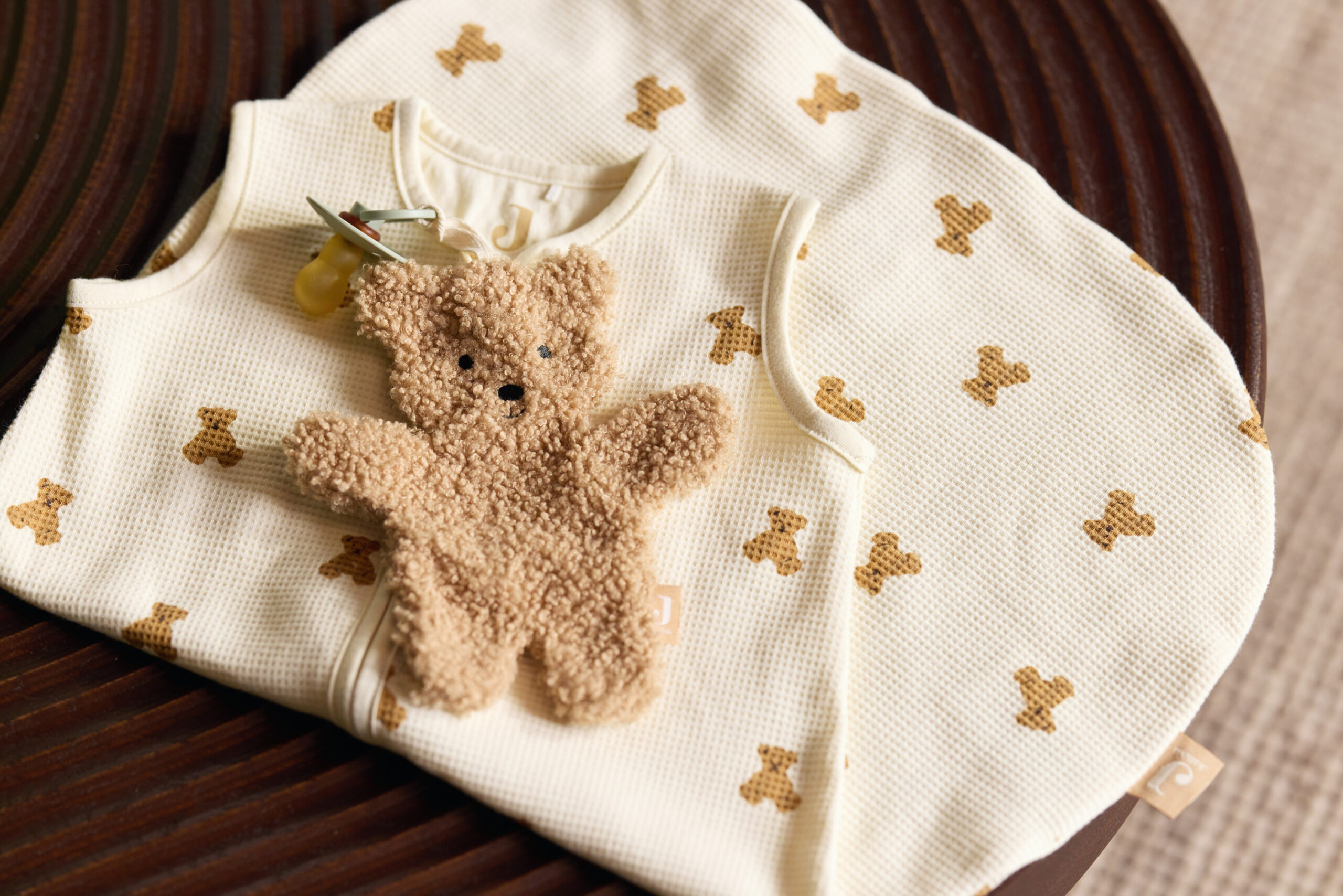 Jollein puuvillane vastsündinu magamiskott, Waffle Mini Teddy