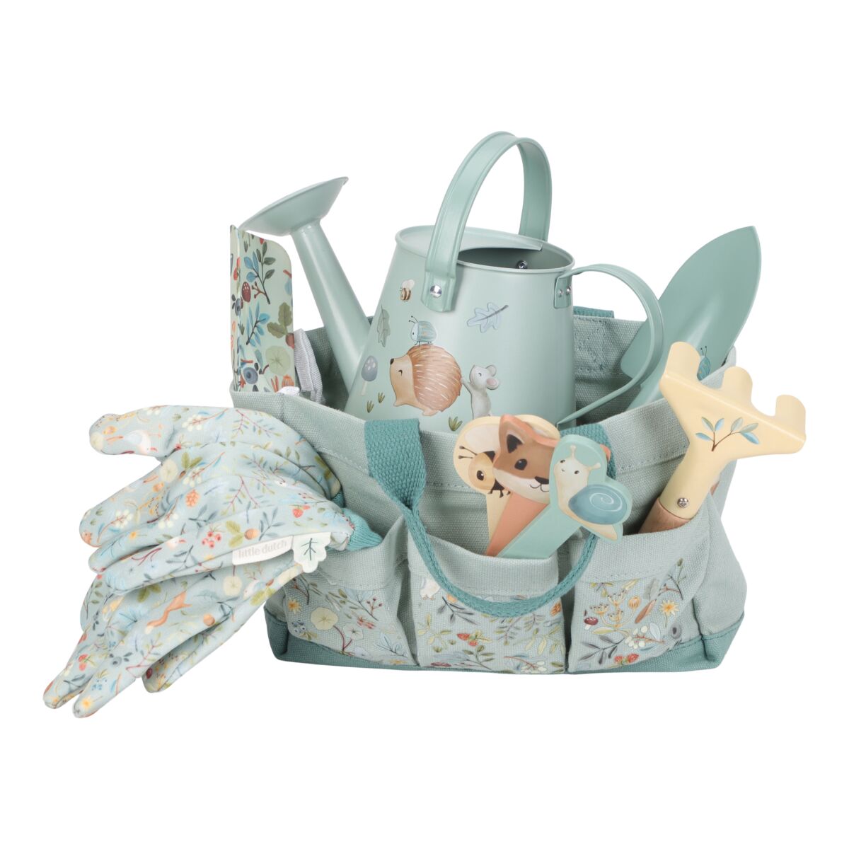 Little Dutch 10-osaline aiatööriistade kinkekomplekt - Forest Friends