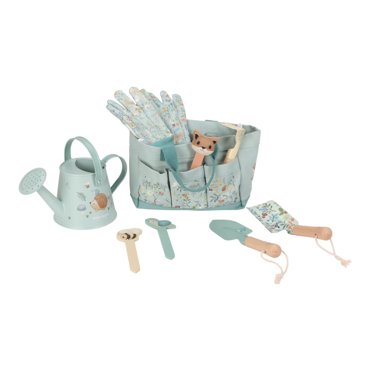 Little Dutch 10-osaline aiatööriistade kinkekomplekt - Forest Friends